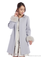 ノーカラーコート/ベージュ