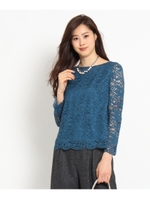 ボートネックレースプルオーバー/ブルー(496)