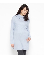 編み地切り替えオフタートルニット/ベビーピンク(071)