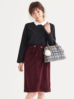 TコーデュロイIラインスカート/ネイビー