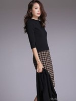 千鳥スカートニットセットアップ/ブラック