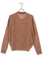 ・レースMIXニットプルオーバー/ピンク