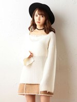 フラッフィ-スリットニット/オフホワイト