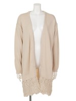 レースヘムカーディガン/オフホワイト