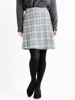 シャギーチェックラップスカート/グレー柄