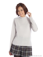 カシミアタッチスカラップ装飾ハイネックニット/ハイ