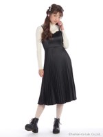 サテンプリーツキャミOP/グレー