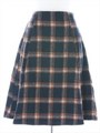 起毛チェック柄フロントスリットフレアスカート/モカ(手張り)