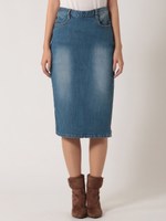 サイドスリットデニムスカート/ブルー