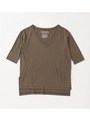 プレミアムリネン天竺VネックTシャツ/GRAY