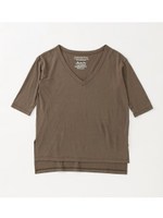 プレミアムリネン天竺VネックTシャツ/GRAY