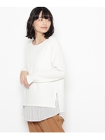 レイヤード風ワッフルプルオーバー/ホワイト系(002)