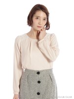 肩レース上品ブラウス/ネイビー