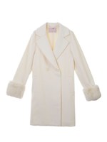 袖ファーチェスターダブルコート/ブラウン