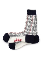 光吸収蓄熱千鳥柄ラインソックス/ネイビー(993)