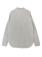 ヘムライン畔編みハイネックニットトップス/杢グレー