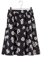 ギャザーフラワーミディスカート/ネイビー