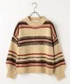 ボーダー柄ボリューム袖ニット