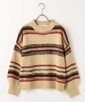 ボーダー柄ボリューム袖ニット