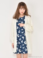 Aラインフラワーワンピース/ネイビー