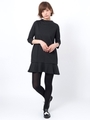 SWEAT PEPLUM DRESS/BLACK