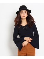 [S]フレアスリーブVニット/ライトグリーン(021)