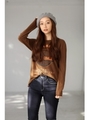 【AZUL by moussy】WILD ABANDON Vネック ロンT/BRN