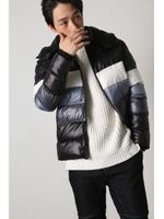 【AZUL by moussy】ナイロンシレー配色中綿ブルゾン/BLK