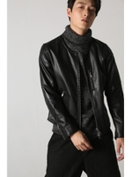 【AZUL by moussy】切替合皮ZIPブルゾン/BLK