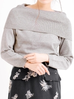 オフショルニットプルオーバー/グレージュ