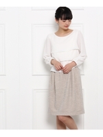 ジャージツイードドッキングワンピース/ブルー系(095)