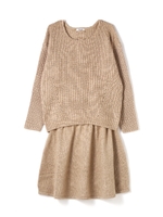 バック編み上げニット×スカート　セットアップ/グレー(020)