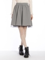 裾チュールチェックギャザーSK/グレー