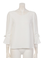 袖リボンフレアブラウス/ライトピンク