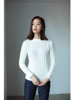 【AZUL by moussy】ミリオンホットケーブル長袖ニットプルオーバー/柄BLK