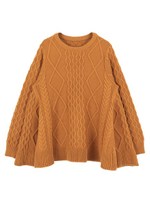 ケーブルフレアニットプルオーバー/ホワイト