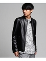 ラムレザースタンドシングルライダースジャケット/ブラック(019)