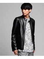 ラムレザースタンドシングルライダースジャケット/ブラック(019)