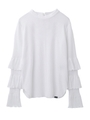 WAFFLE RUFFLE SLEEVE TOP/ホワイト