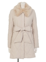 ダイヤキルティングファー襟中綿CT/ベージュ