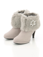 ファーキャップサイドゴアブーツ/ピンクベージュ