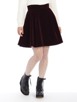 リボンウエスト別珍タックSK/ブラック