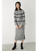 【AZUL by moussy】MIXカラーボーダーリブセットアップ/柄BEG