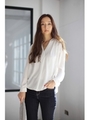 【AZUL by moussy】ジョーゼットスキッパー長袖ブラウス/NVY