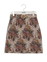 ゴブラン柄台形スカート/ベージュ