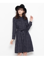 リボンベルト付きシャツワンピース/キャメル(041)