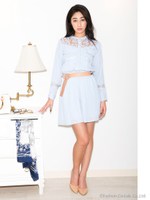 レースロンパース[DRESS]/サックス