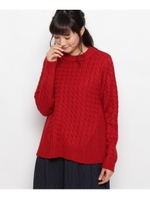 Aラインケーブルニットプルオーバー/レッド(062)