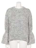 【chille anap】MIX地デザインニットチュニック/WH