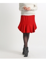 ミモレペプラムスカート/ワインレッド(063)